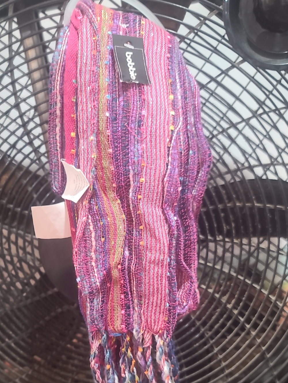 Bebbie Pink Multicolor Boho Knit Scarf
